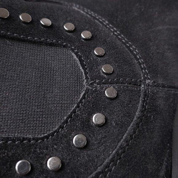 Dingo Black Cowboy Boots Western Goth Leather Studded Minimal Pull On Ankle - Picture 2 of 13